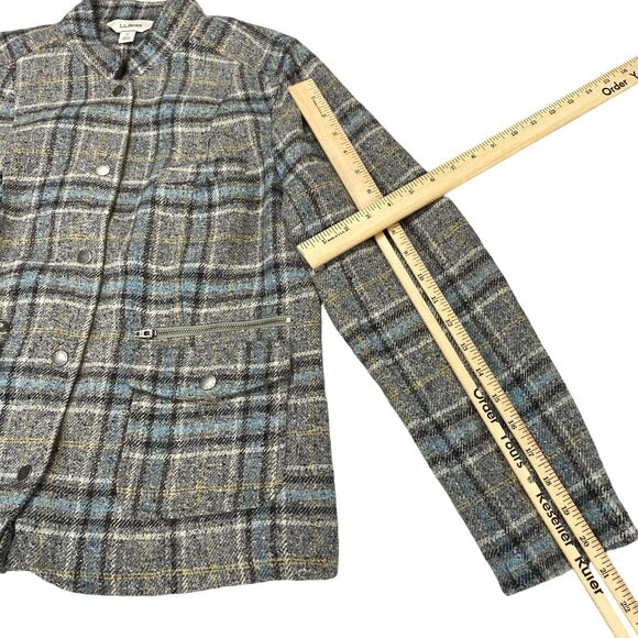 L.L. Bean Gray Plaid Blazer with Black Elbow Patches - Picture 7 of 16